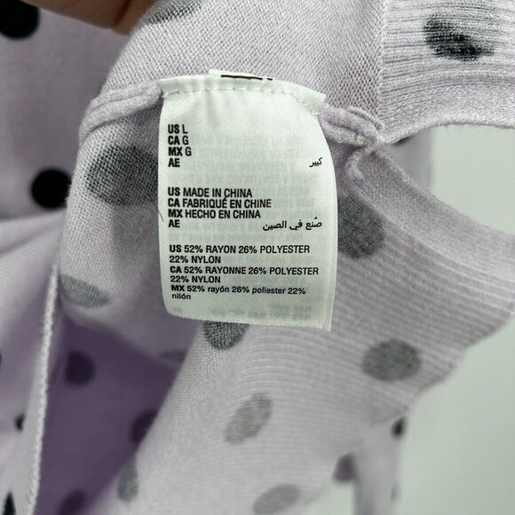 STYLE & CO. Lavender Purple Black Polka Dot V-Neck Cozy Sweater Size Large - Picture 6 of 6